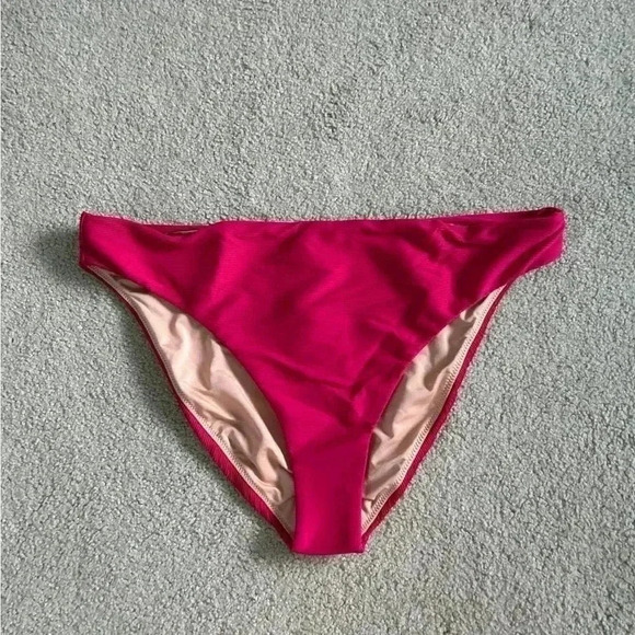 New with tags j crew Ribbed-trim hipster full-coverage purple pink bikini bottom - Picture 1 of 5